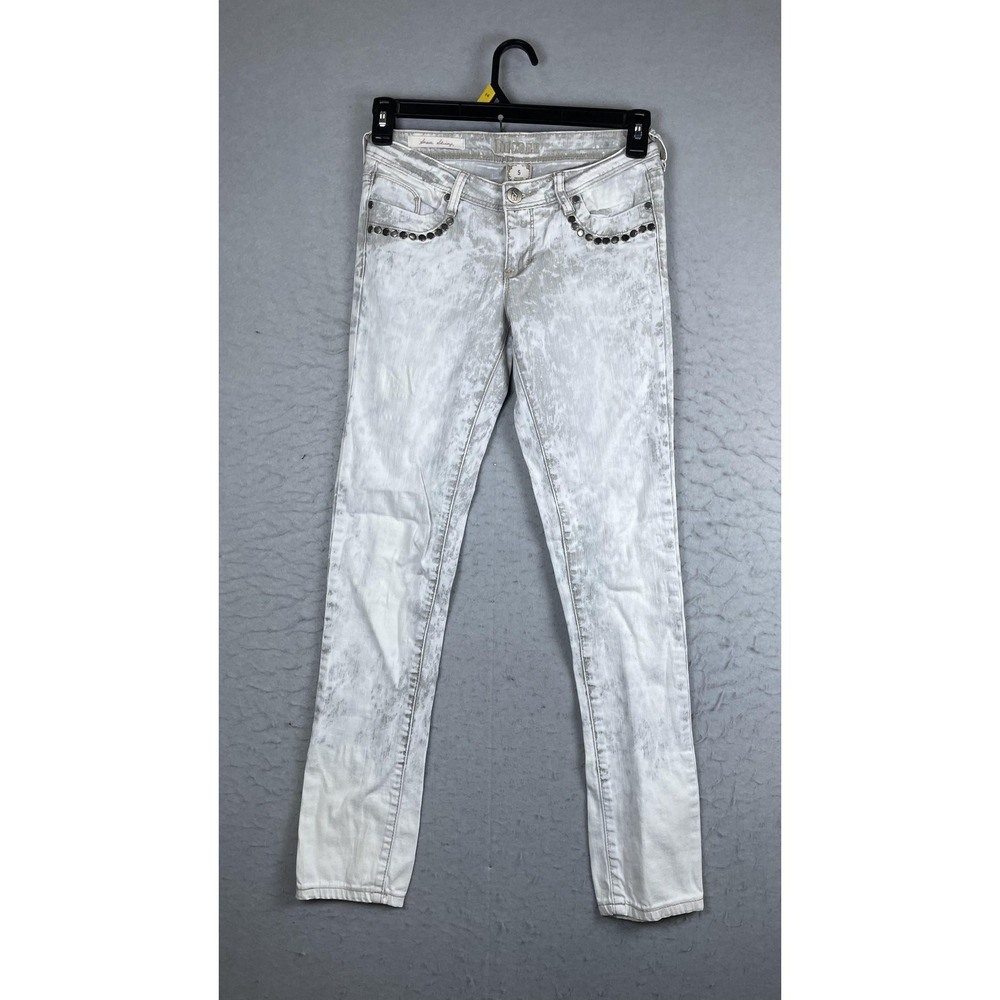 Decree Jeans Juniors 5 White Acid Wash Skinny Studded 5 Pocket Denim Casual